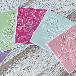 Carte de note en relief vierge 3D, carte de note en relief toutes occasions, carte de note faite à la main en relief, carte de note florale en relief vierge SET OF 5