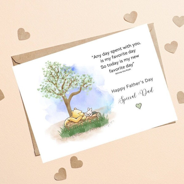 Winnie the Pooh Classic Sentiment Father's Day Card, Winnie The Pooh Love Quote Greeting Card, Sentiment Quote Card For Fathers Day Gift