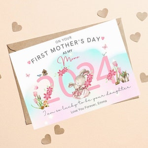 Cartão personalizado para o primeiro dia das mães, cartão para o primeiro dia das mães da mamãe, primeiro cartão para o primeiro dia das mães como minha mãe, cartão para a mamãe, cartão para o primeiro dia das mães da nova mamãe