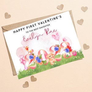 1° biglietto di San Valentino Figlia, Figlia Prima Valelentines Day Card, Figlia San Valentino Cardntines Day card, Personalizzato Bambino 1° Va