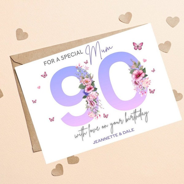 Geburtstagskarte Zum 90. Geburtstag Für Mama – Elegantes Design Mit Glitzer/Folie (ca. 15x23 Cm)