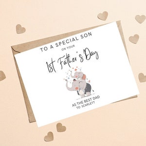 À un fils spécial le jour de la fête des pères, bonne 1ère carte de fête des pères à son fils, carte de fête des pères personnalisée à son fils, 1ère carte de fête des pères pour fils