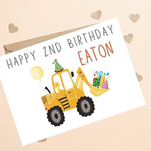 Carte d'anniversaire Digger pour fils, carte de construction joyeux anniversaire, à un petit garçon spécial, carte d'anniversaire Digger, 2e anniversaire Boy Digger Card