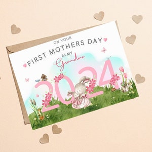 Cartão personalizado do primeiro dia das mães como avó, cartão do primeiro dia das mães da avó, primeiro dia das mães como minha avó, cartão do primeiro dia das mães da babá
