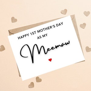1ère carte personnalisée pour la fête des mères Mee-maw, 1ère carte Mee-maw pour la fête des mères, carte Mee-maw 1ère fête des mères, carte Meemaw pour la fête des mères
