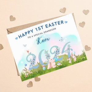Primera tarjeta de Pascua personalizada para niño, 1.a Pascua para nieto, primer regalo de Pascua para niño, 1.a tarjeta de Pascua para nieto personalizado, 1.a tarjeta de Pascua para niño