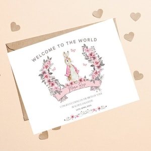 Carte personnalisée New Baby Girl, Bienvenue dans le monde, Carte Nouveaux parents, Carte de félicitations pour nouveau bébé, Nouveau cadeau bébé, Carte Nouvelle fille bébé