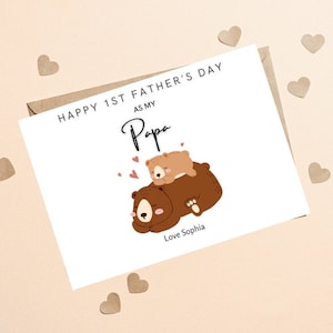 Happy 1st Fathers Day As My Papa, Papa personnalisé 1ère carte de fête des pères, Papa Bear First Father's Day, Grandad 1st Card, Papa 1st gift