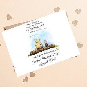 Winnie l'ourson Sentiment classique carte de fête des pères, Winnie l'ourson amour citation carte de voeux, carte de citation de sentiment pour cadeau de fête des pères
