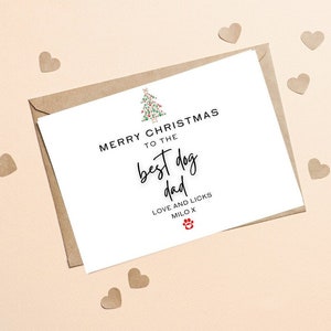 Personalised To The Best Dog Dad Christmas Card From The Dog , Christmas Card With Paw, Merry Christmas Dog Dad Xmas Card, Dog Dad Christmas