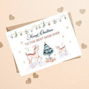 Aan de beste moeder ooit kerstkaart, gepersonaliseerde kerstkaart voor moeder vader zus broer, moeder kerstkaart, vrolijk kerstfeest voor moeder