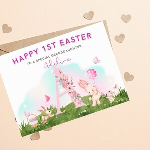 Première carte de Pâques personnalisée pour fille, petite-fille 1ère Pâques, cadeau de Pâques pour bébé, petite-fille 1ère carte de Pâques, fille 1ère Pâques