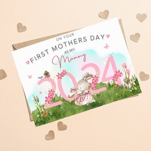 Cartão personalizado para o primeiro dia das mães, cartão para o primeiro dia das mães da mamãe, primeiro cartão para o primeiro dia das mães como minha mamãe, cartão para o primeiro dia das mães, cartão para a futura mamãe