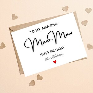 Carte d’anniversaire Mamaw personnalisée, Joyeux anniversaire à mon incroyable Mee-maw, Carte d’anniversaire pour MeeMaw, Carte d’anniversaire spéciale MeeMaw