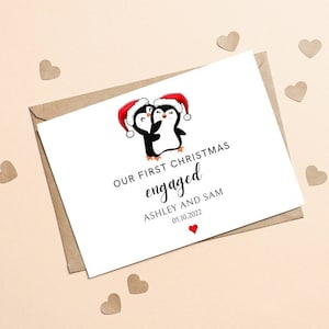 Carte de Noël personnalisée pour fiancé, carte de Noël fiancée, première carte de Noël engagée, 1ère carte de Noël pour petit ami, petite amie