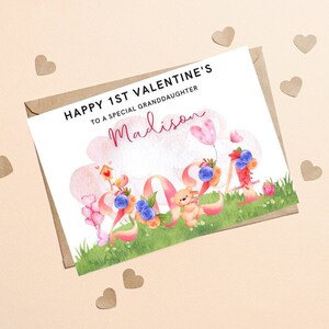 Nieta 1a tarjeta de San Valentín, nieta primera tarjeta del día de San Valentín, 1a tarjeta personalizada del día de San Valentín del bebé, tarjeta de nieta