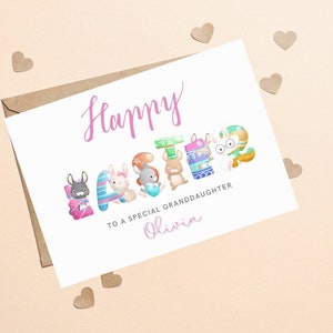 Personalisierte Mädchen Osterkarte, Osterkarte für Kinder, Osterkarte für Mädchen, Osterkarte für Tochter, Osterkarte für Enkelin