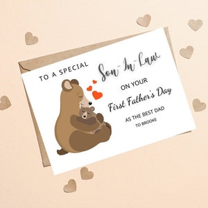 Para un yerno especial en el Día del Padre, Feliz primera tarjeta del Día del Padre para el yerno, Tarjeta personalizada del Primer Día del Padre para el yerno