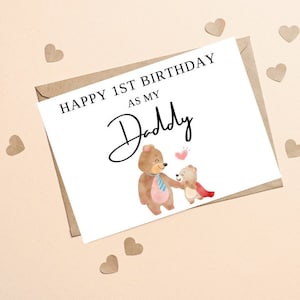 Joyeux 1er anniversaire en tant que papa, carte d'anniversaire papa ours, pour papa, 1er premier anniversaire carte pour papa, jolie carte d'anniversaire, pour l'anniversaire de papa