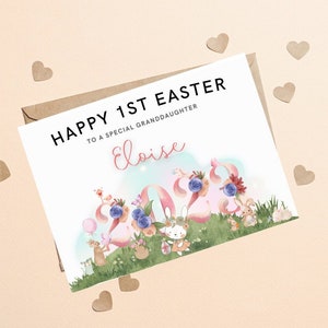 Première carte de Pâques personnalisée pour fille, petite-fille 1ère Pâques, cadeau de Pâques pour bébé, petite-fille 1ère carte de Pâques, fille 1ère Pâques