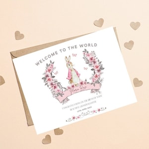 Carte personnalisée de nouveau bébé fille, bienvenue dans le monde petite-fille, carte de nouveaux parents, carte de félicitations pour nouveau bébé, nouveau cadeau de bébé