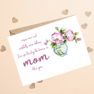 Carte de Saint-Valentin Maman pour elle, Carte de fête des mères personnalisée, Carte d’anniversaire Mama Cadeau de poème, Carte pour maman, Carte de Saint-Valentin pour Maman