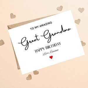 To My Amazing Great Grandma Happy Birthday Card, biglietto di compleanno personalizzato per la bisnonna, biglietto di compleanno speciale per la bisnonna