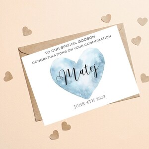 Tarjeta de confirmación de ahijado personalizada, tarjeta de confirmación para hijo, primera comunión, tarjeta de confirmación personalizada para hijo, ahijado, nieto.