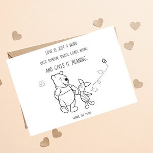 Winnie the Pooh Classic Sentiment Card, Winnie The Pooh Love Quote Greeting Card, Sentiment Quote Card For Birthday, Anniversary, Valentine
