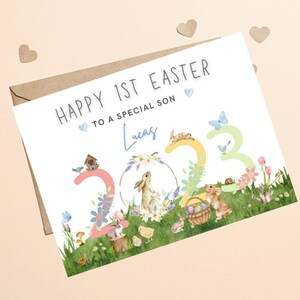 Tarjeta personalizada de Pascua para niños, Niño 1ª Pascua, Bebé Primer regalo de Pascua, Nieto 1ª Tarjeta de Pascua, Personalizado Niño 1ª Tarjeta de Pascua