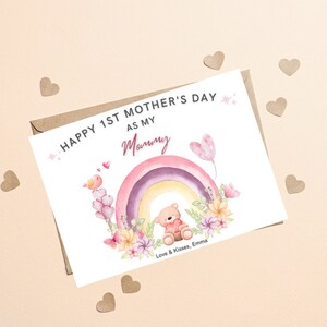 Cartão de feliz primeiro dia das mães como minha mamãe, cartão personalizado de primeiro dia das mães, cartão de mamãe para ser, cartão de feliz primeiro dia das mães, primeiro dia das mães