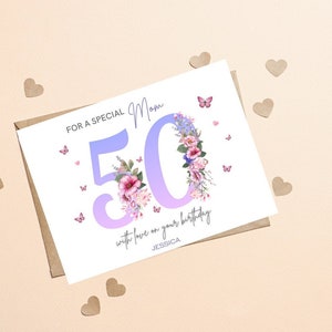 Joyeux 50e anniversaire carte maman, 50e carte maman, 50e anniversaire carte pour femme, personnalisé 50e anniversaire carte pour ami, sœur, cinquante anniversaire