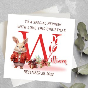 1ère carte de Noël personnalisée pour neveu, petit-fils, fils, carte de Noël d'anniversaire pour garçons, première carte de Noël, 1er anniversaire de Noël