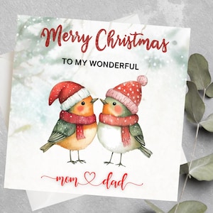Carte de Noël personnalisée pour maman, papa, grands-parents, Nonna, Nonno, mamie, papa, carte de Noël de Robin, carte de Noël de parents