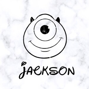 Mike Wazowski Decal With Name,  Disney Mike Wazowski Name Decal, Personalised Disney Mike Wazowski Decal With Name