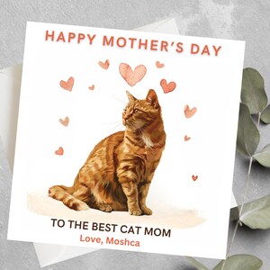 Cartão personalizado do dia das mães do gato, presente do dia das mães da mãe do gato, mãe do gato, cartão do dia das mães dos pais do gato, para o melhor cartão do dia das mães da mãe do gato