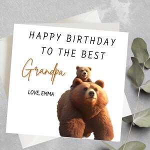 Carte d'anniversaire personnalisée grand-père ours, grand-père et petit ours, pour la meilleure carte d'anniversaire grand-père, carte d'anniversaire grand-père personnalisée