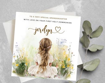 Personalized First Holy Communion, Granddaughter 1st Holy Communion, Girls Communion, Holy Communion Day, Holy Communion Card Granddaughter