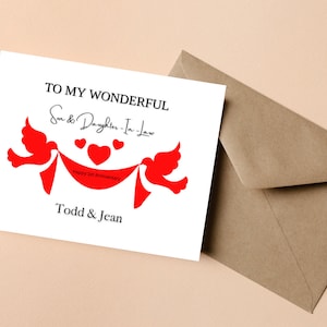 Personalisierte 1. Hochzeitstag Karte für Sohn und Schwiegertochter, Hochzeitstag Karte für Sohn, Tochter, Paar, Frau, Mann