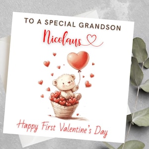1ère carte de Saint-Valentin personnalisée pour petit-fils, arrière-petit-fils, petit-fils, neveu, premier cadeau de Saint-Valentin pour fils, 1ère carte de Saint-Valentin