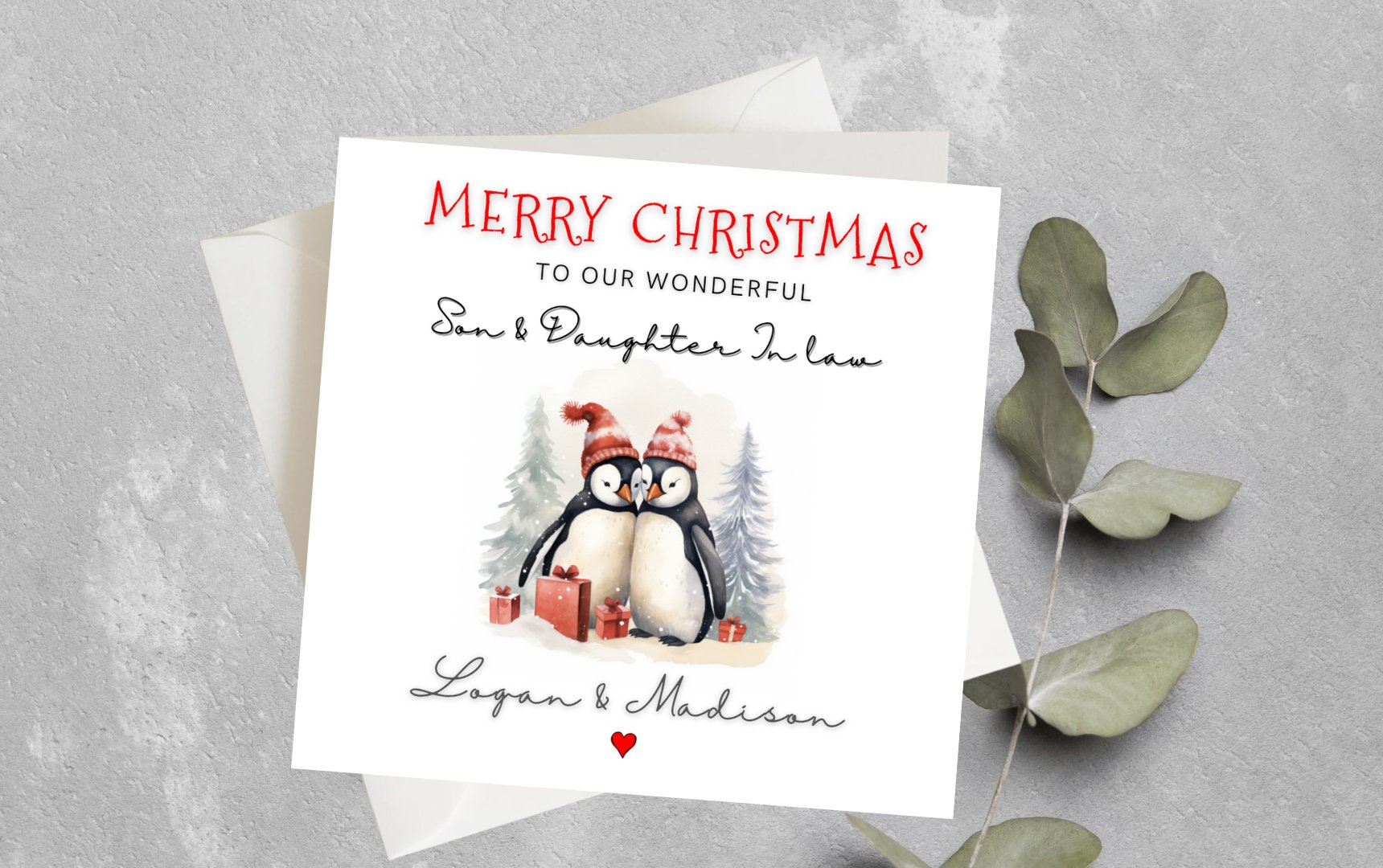 Weihnachtskarte Für Sohn & Schwiegertochter – Mit Umschlag & Herzlichem Design