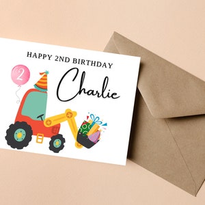Carte d'anniversaire Digger pour fils, joyeux anniversaire construction, à un petit garçon spécial, carte d'anniversaire Digger, 2e anniversaire de garçon carte Digger