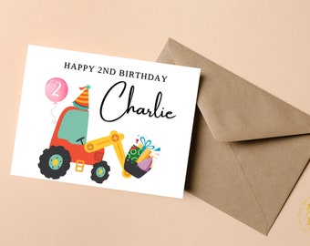 Digger Birthday Card For Son, Happy Birthday Construction Card, To A Special Little Boy, Digger Birthday Card, 2nd Birthday Boy Digger Card