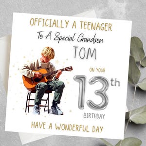 Tarjeta de cumpleaños de guitarra personalizada para niños, tarjeta de cumpleaños de estrella de rock para adolescentes, tarjeta de cumpleaños para amantes de la guitarra para adolescentes, tarjeta de cumpleaños para guitarristas