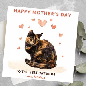 Cartão personalizado do dia das mães do gato, presente do dia das mães da mãe do gato, mãe do gato, cartão do dia das mães dos pais do gato, para o melhor cartão do dia das mães da mãe do gato