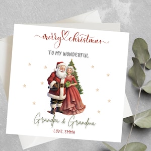 Joyeux Noël à mon merveilleux grand-père et grand-mère, carte de Noël personnalisée des grands-parents, jolie carte de Noël pour grand-mère et grand-père
