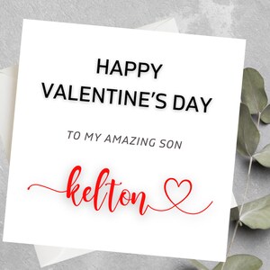 Tarjeta personalizada del día de San Valentín del hijo, tarjeta de San Valentín simple para el hijo, hija, regalo de San Valentín del hijo, tarjeta de San Valentín simple para el hijo, ahijado
