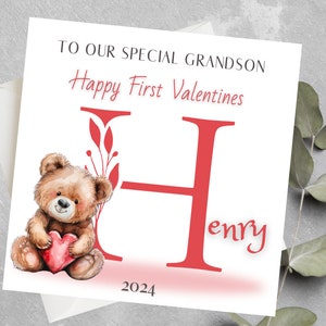 Personalised Grandson 1st Valentine's Day Card, Great Grandson 1st Valentines Card, Son First Valentines Day Gift, Grandson Valentine's Card