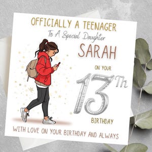 Personalisierte 13. Geburtstagskarte für Enkelin, offiziell ein Teenager, Teenager-Mädchen-Geburtstagskarte, Nichte 13. Geburtstagskarte, Teenager-Geburtstag
