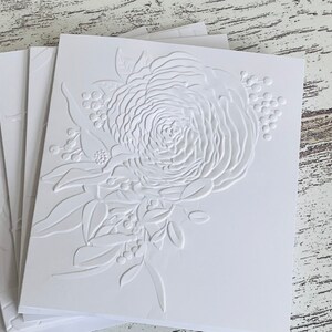 Embossed White Floral Notecards (set of 6), Embossed Note Cards All ...